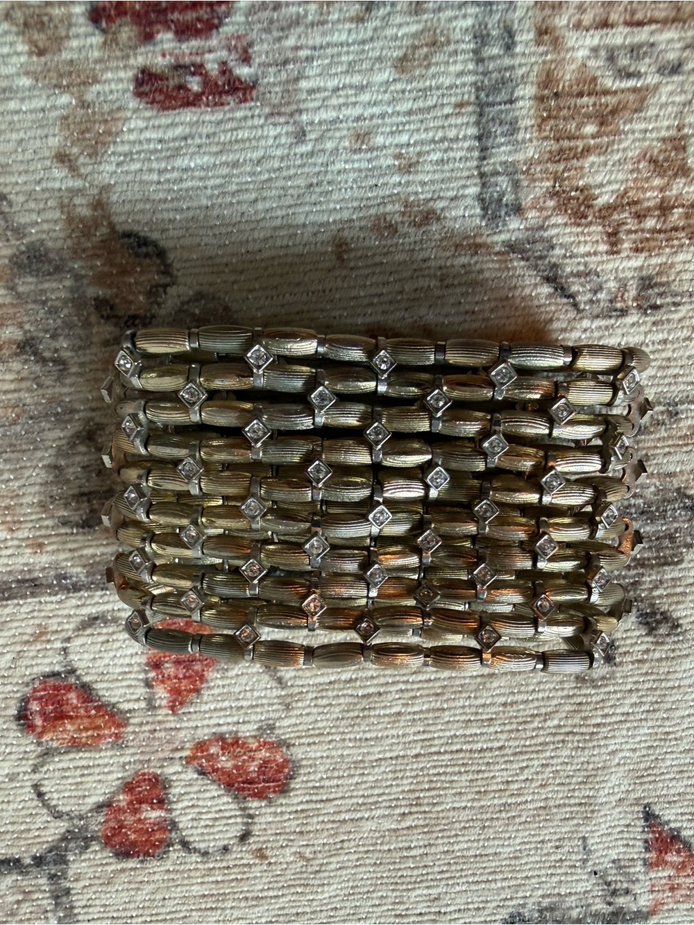 Gold Stretch Bracelet with Crystal Accents